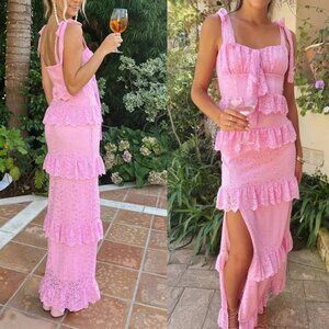 Show Me Your Mumu Monique Tie Maxi Dress in Pink Lovely